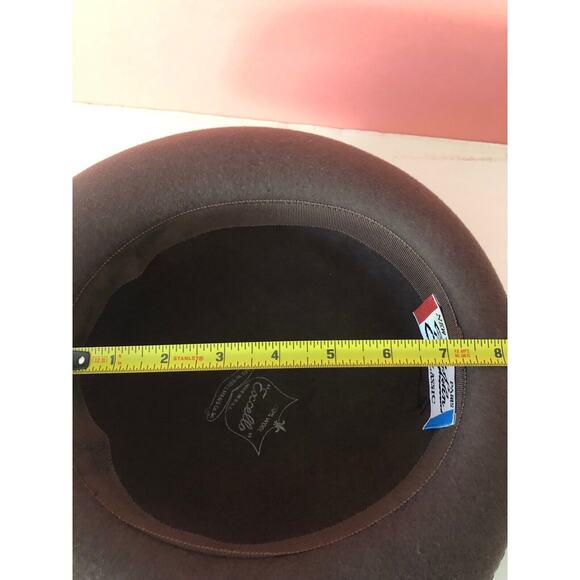GEORGEORGE W BOLLMAN 100% WOOL BROWN HAT W/BLACK TRIM "EXCELLO" MADE IN USA - Picture 6 of 12